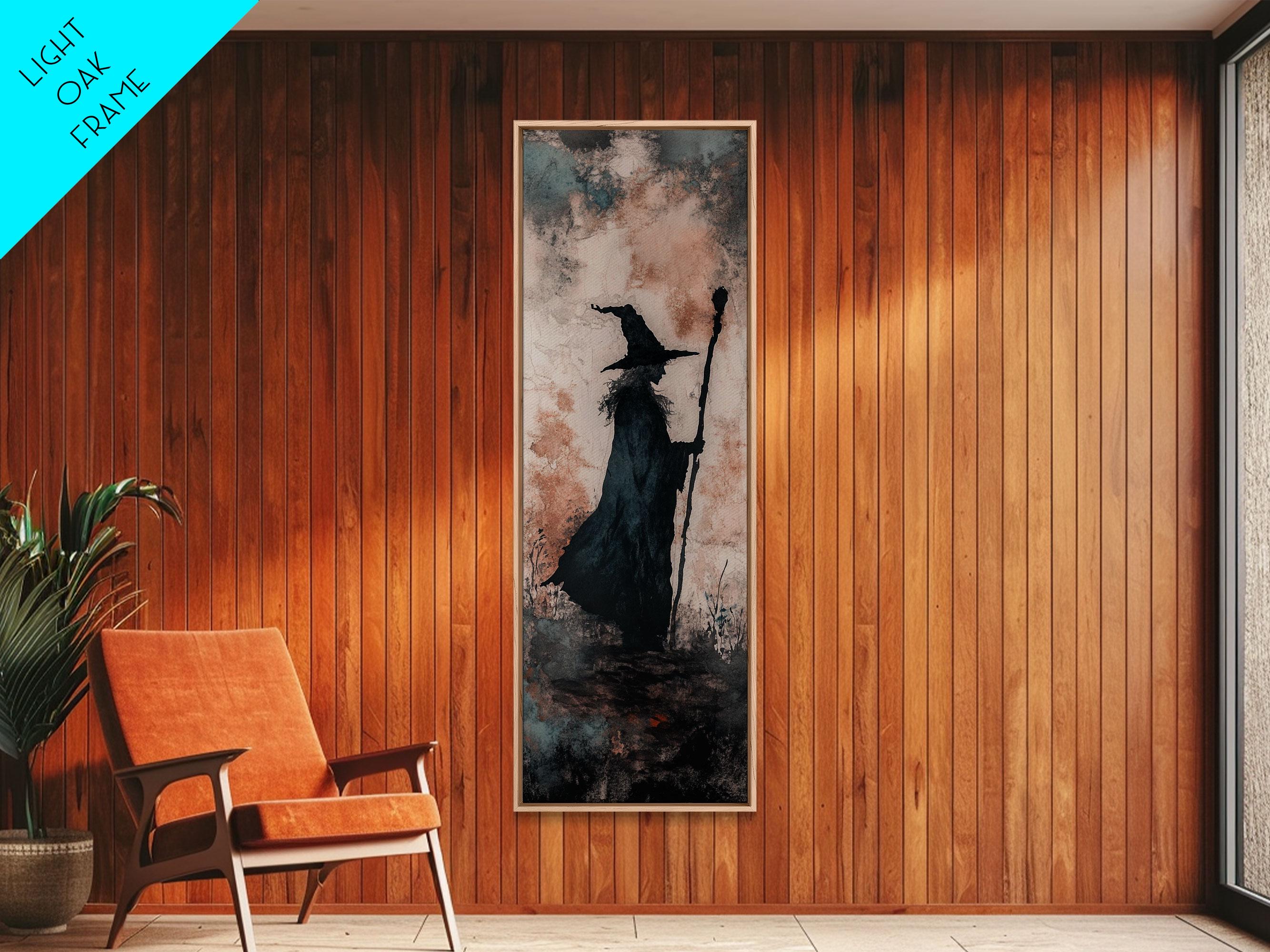 Mysterious Wizard Silhouette in Soft Twilight Colors Fantasy Art Canvas Print for Lovers of Dark, Mystical, or Enchanted Wall Decor