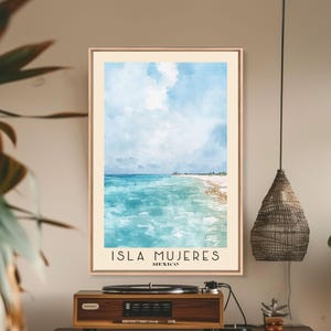 Isla Mujeres Mexico Watercolor Beach Print: Coastal Wall Art