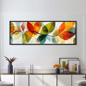 Framed Canvas Wall Art - Abstract Floral Painting Print - Minimalist Modern Art Boho Wall Decor, Oversized Art For Large Space