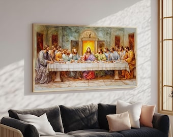The Last Supper Reimagined - Framed Canvas Print - Christian Wall Art - Christian Decor - Jesus Painting - Jesus Art