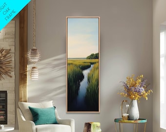 Framed Marsh Landscape Canvas Print: Coastal Wall Art