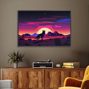 Desert Fox Silhouette Art Print: Purple Full Moon Wall Decor image 17