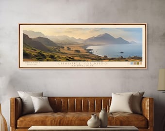 Channel Islands National Park Panoramic Art Print: Subdued Watercolor Travel Poster