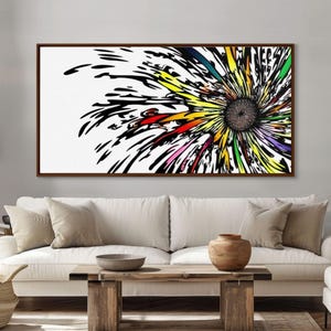 Abstract Exploding Flower Art: Rainbow Canvas Print, Framed Wall Art