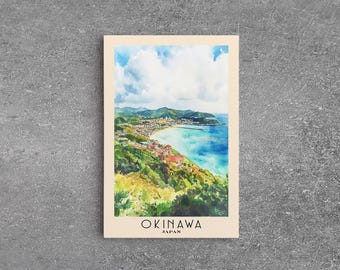 Okinawa Japan Watercolor Print: Coastal Beach Painting - Etsy