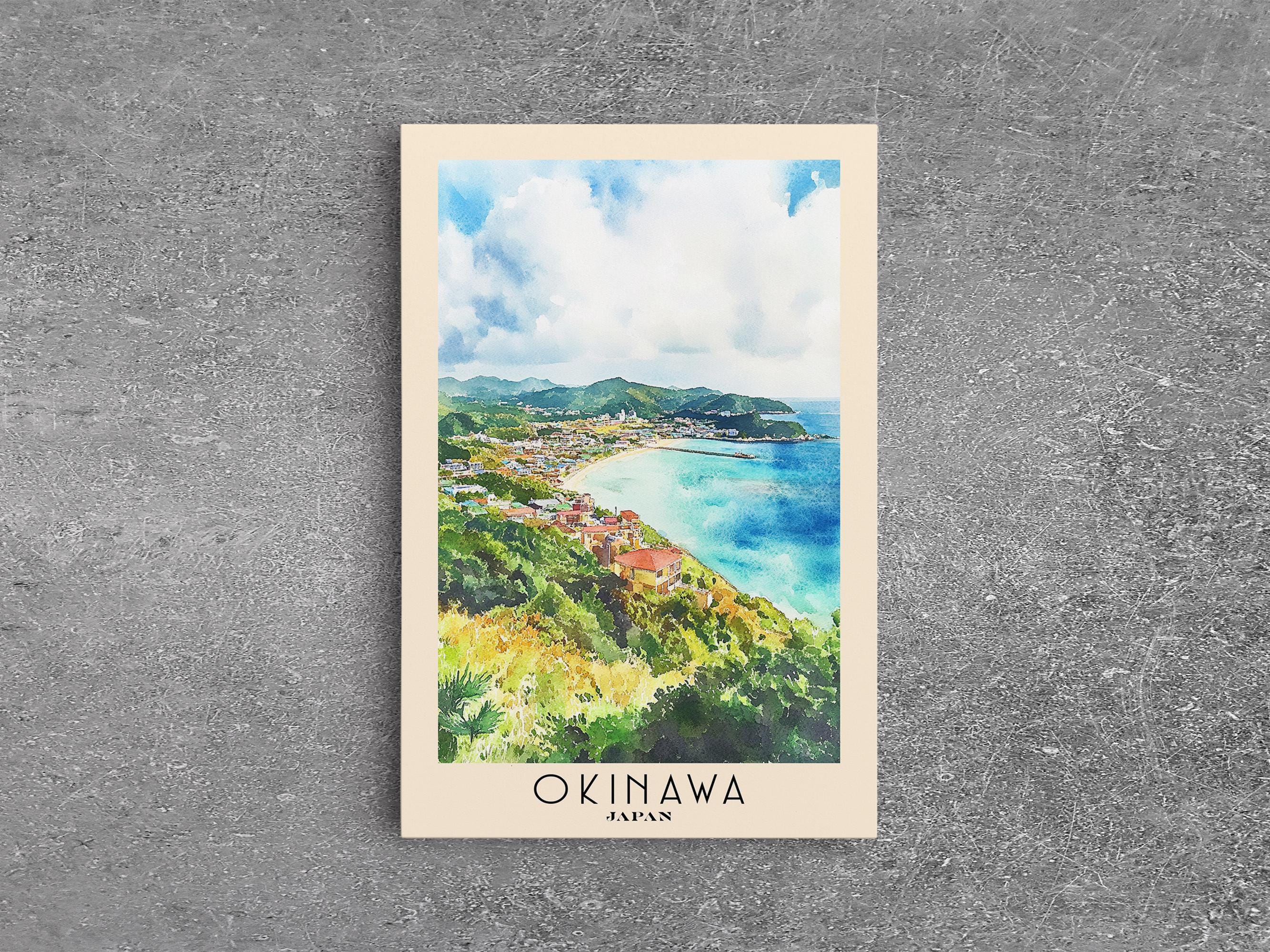 Okinawa Japan Watercolor Print: Coastal Beach Painting - Etsy