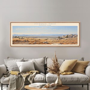 Joshua Tree National Park Panoramic California Travel Art, National Park Print, Minimalist Travel Art, Subdued Watercolor Painting Panoramic