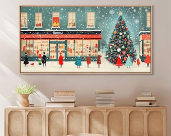 Mid Century Modern Christmas Canvas Print: Retro Holiday Decor