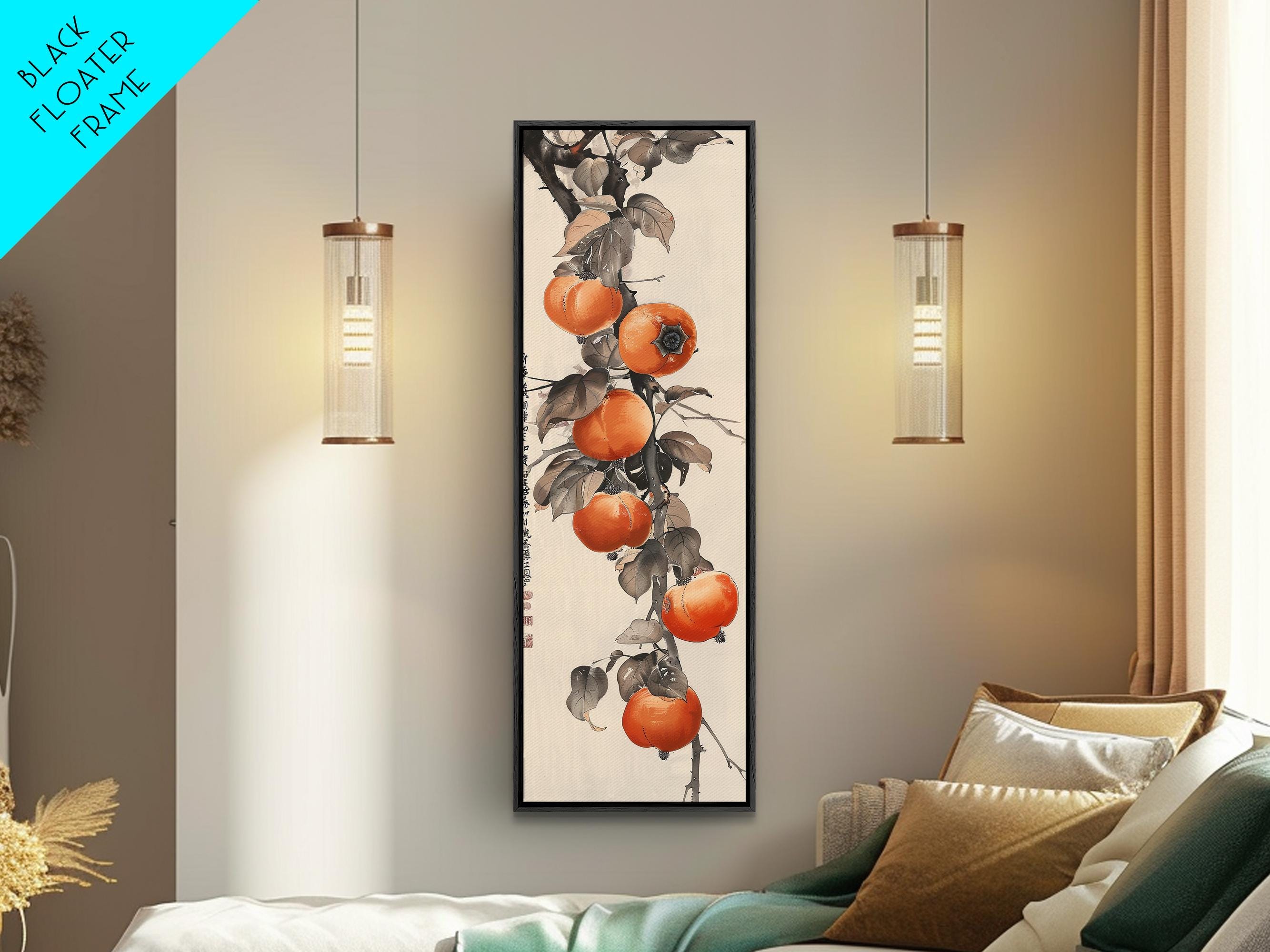 Persimmon Tree Branch Framed Canvas Print: Japanese Ukiyo-e Art - Etsy