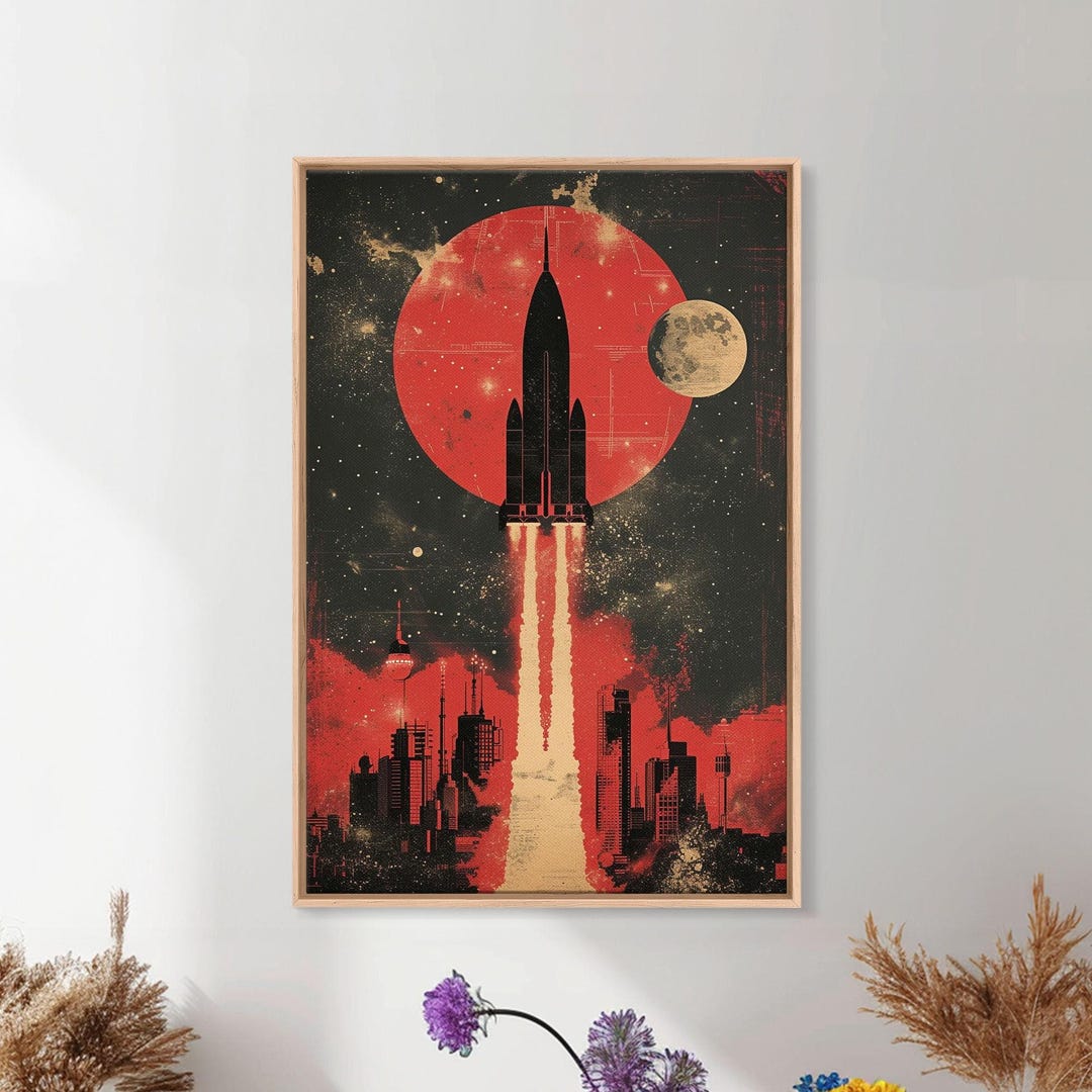 Vintage Rocket Ship Canvas Art: 1960s Space Age Print - Etsy Canada