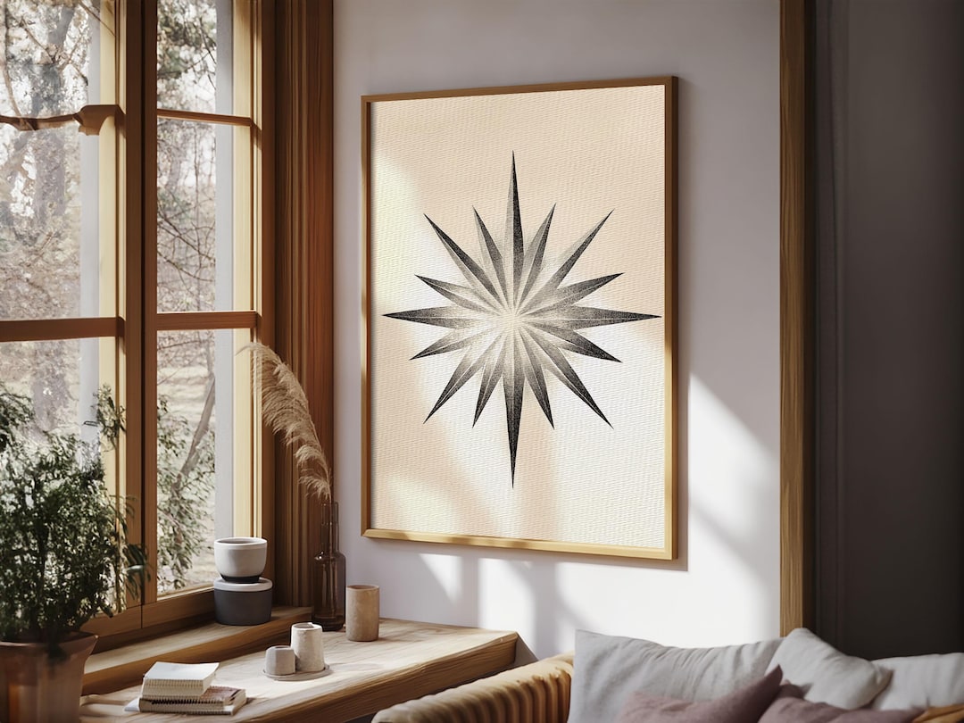 North Star Canvas Print: Minimalist Framed Wall Art - Etsy