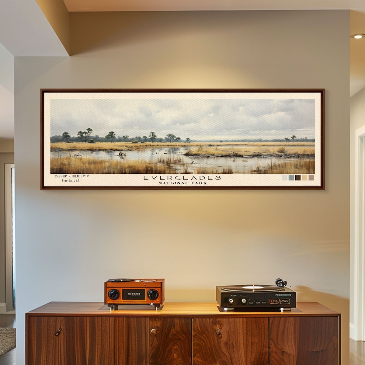 Everglades National Park Panoramic Florida Travel Art, National Park Print, Minimalist Travel Art, Subdued Watercolor Painting Panoramic - Etsy