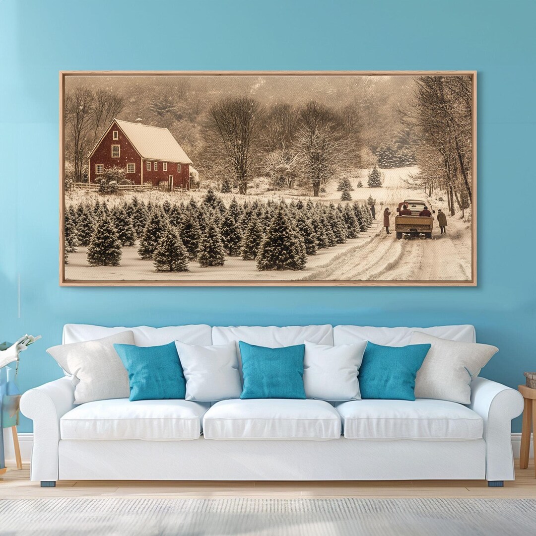 About Murals Snowy Christmas Tree Farm Mural