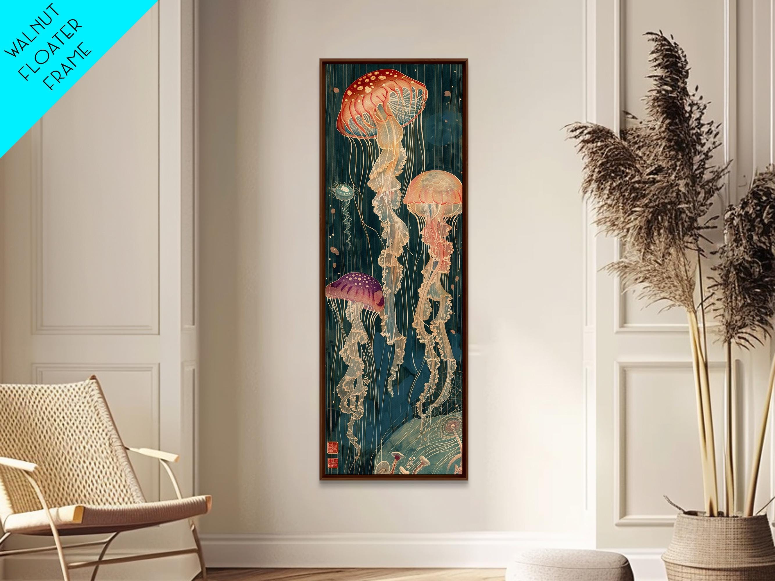 Jellyfish Wood Block Print: Japanese Style Framed Canvas Art - Etsy