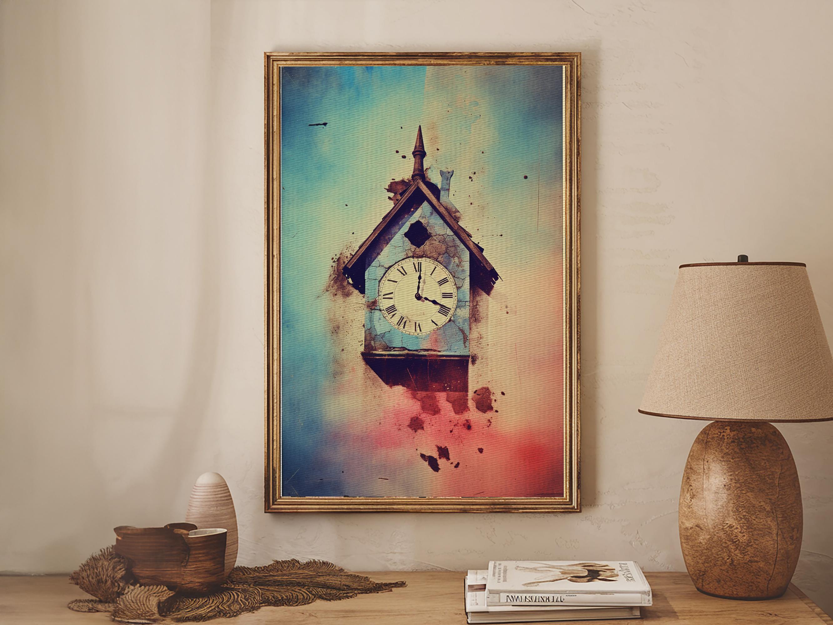 BKEOY Vintage Schilderij Oppervlak Muur Klokken Vintage Font Patroon