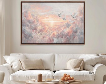 Celestial Guardians | Framed Canvas Print | Christian Art Canvas | Moody Christian Art | Christian Wall Art | Vintage Christian Art