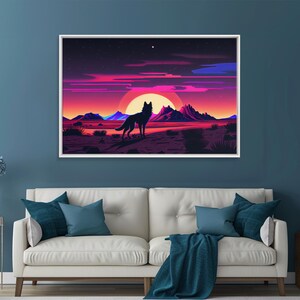 Desert Fox Silhouette Art Print: Purple Full Moon Wall Decor image 18