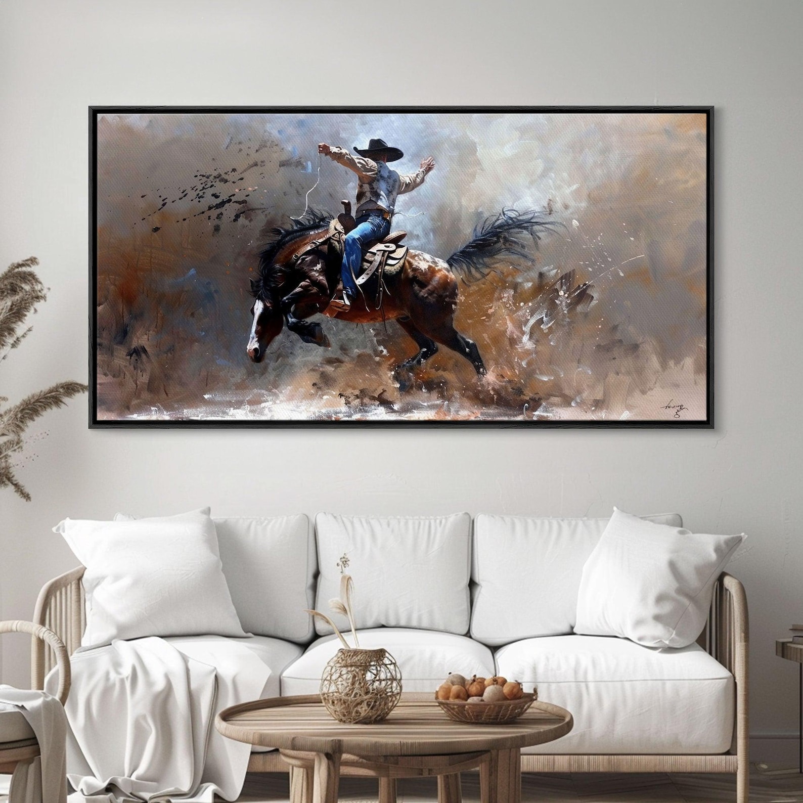 Rodeo Cowboy Canvas Print: Bucking Horse Western Wall Art - Etsy