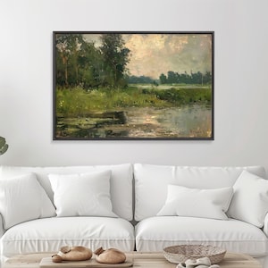NuevArt Vintage Landscape Art Print | Vintage Painting | Wall Art | Large Print | Landscape Painting | Fall Art Print | Framed Canvas