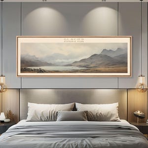 Glacier National Park Panoramic Art: Montana Travel Print, Travel Art