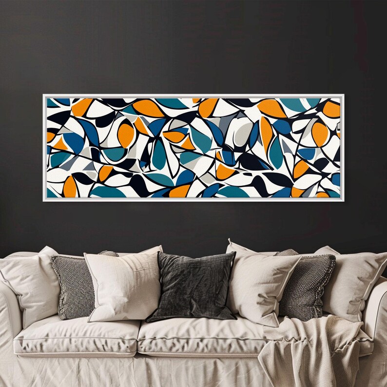 Mid Century Modern Art Floral Abstract Pattern Panoramic Canvas Print