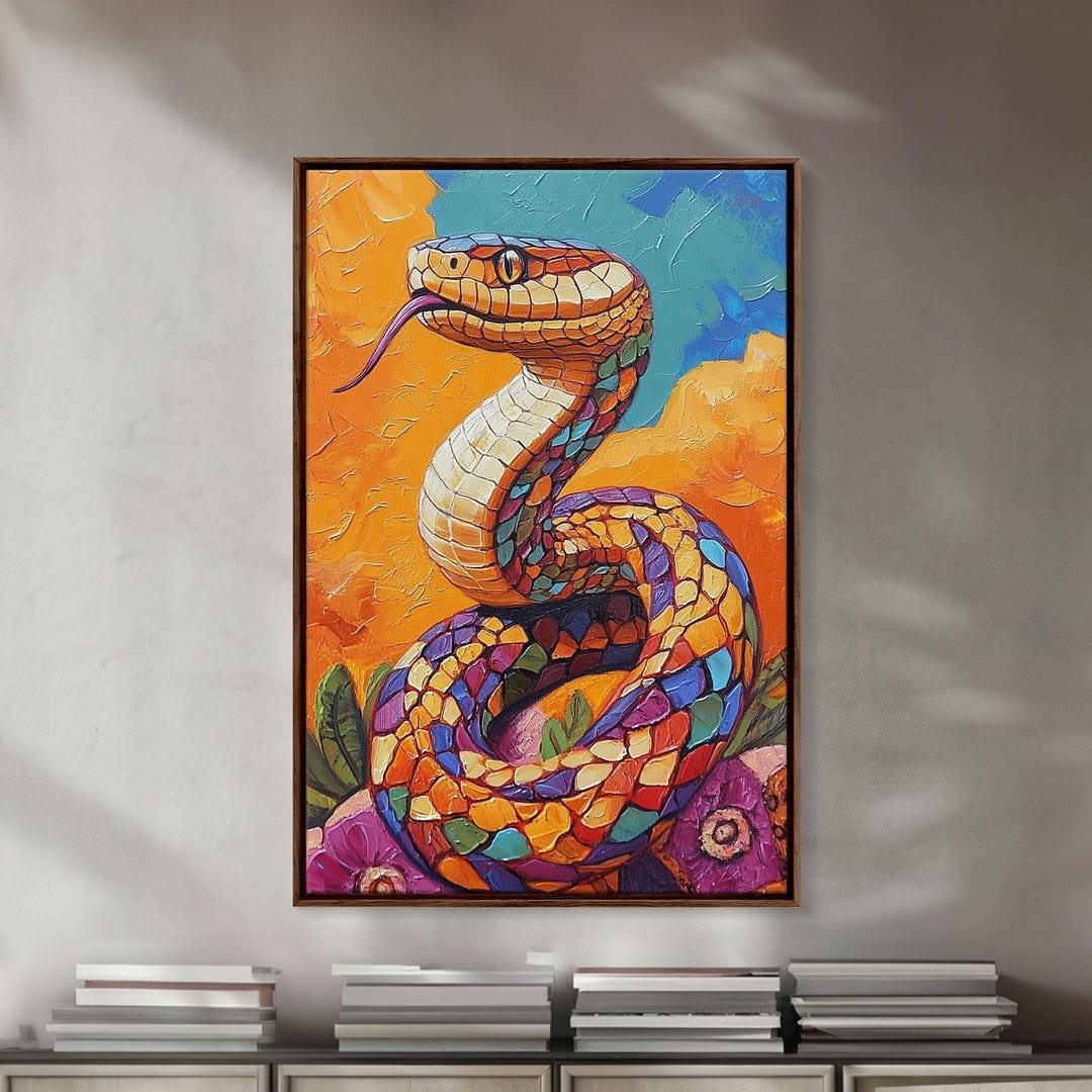 Colorful Snake Canvas Print: Mosaic Desert Wall Art - Etsy