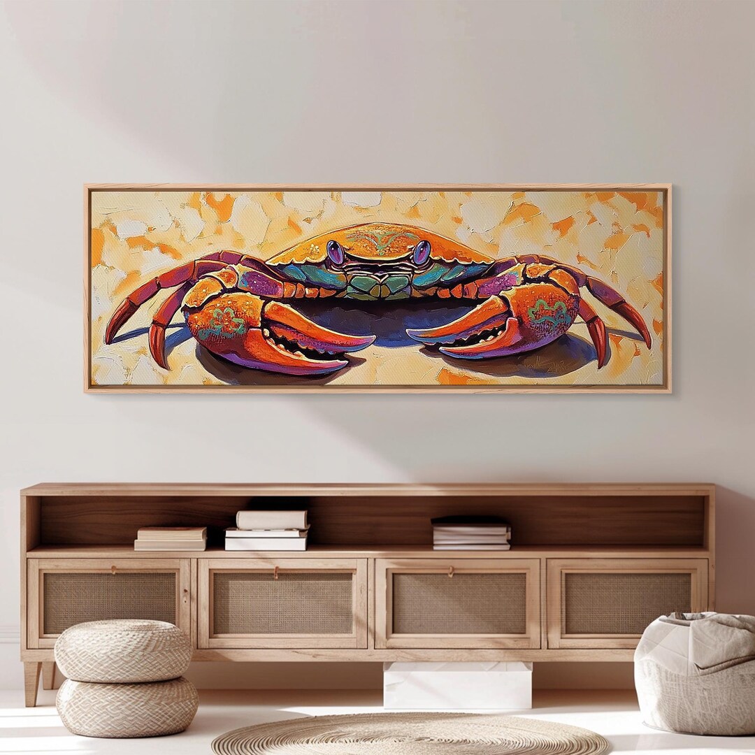 Coastal Crab Canvas Art: Vibrant Beach House Wall Decor - Etsy