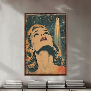 1960s Retro Propaganda Poster Art, Atomic Age Poster, Space Age Poster, Framed and Printed Art on Canvas, Mid Century Printed Art