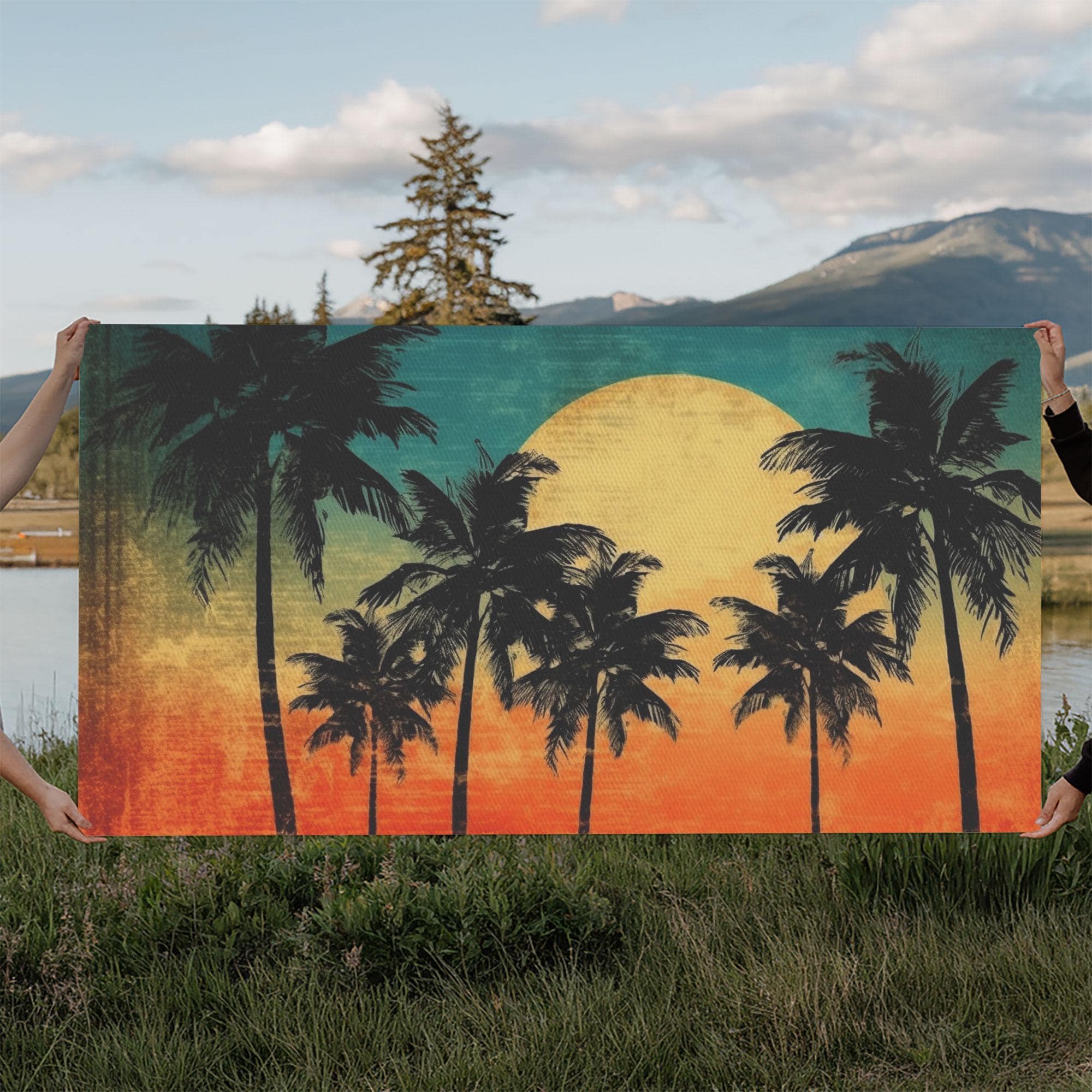 Sunset Palm Tree Canvas Print: Tropical Panoramic Wall Art - Etsy