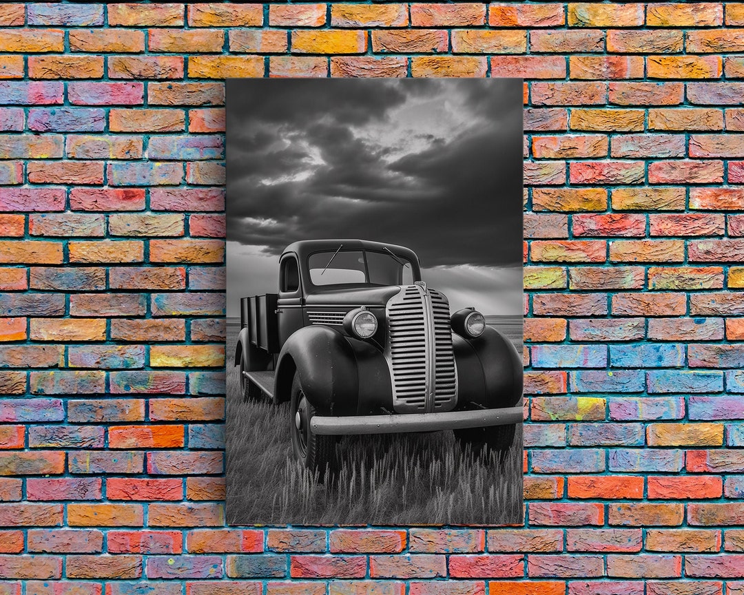 Vintage Truck Wall Decor Truck Art Black and White Print Etsy