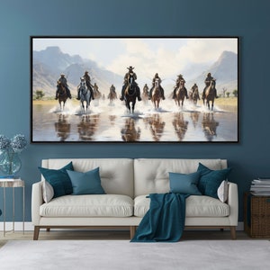 Cowboy Art Print, Western Wall Art, Horse Wall Art, Canvas Print, Wall Hanging, Panoramic Art, Ranch Decor, Western Art, College Dorm Decor
