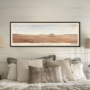 Petrified Forest National Park Panoramic Travel Art, National Park Print, Minimalist Travel Art, Subdued Watercolor Painting Panoramic