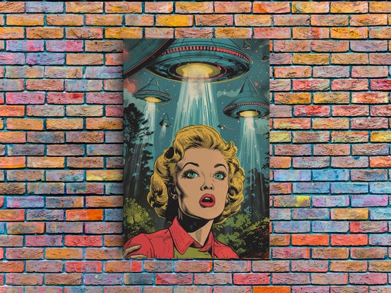 1950s Pop Art UFO Poster: Atomic Age Canvas Art Print - Etsy
