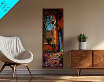 Spanish Botanical Canvas Art: Colorful Framed Living Room Print