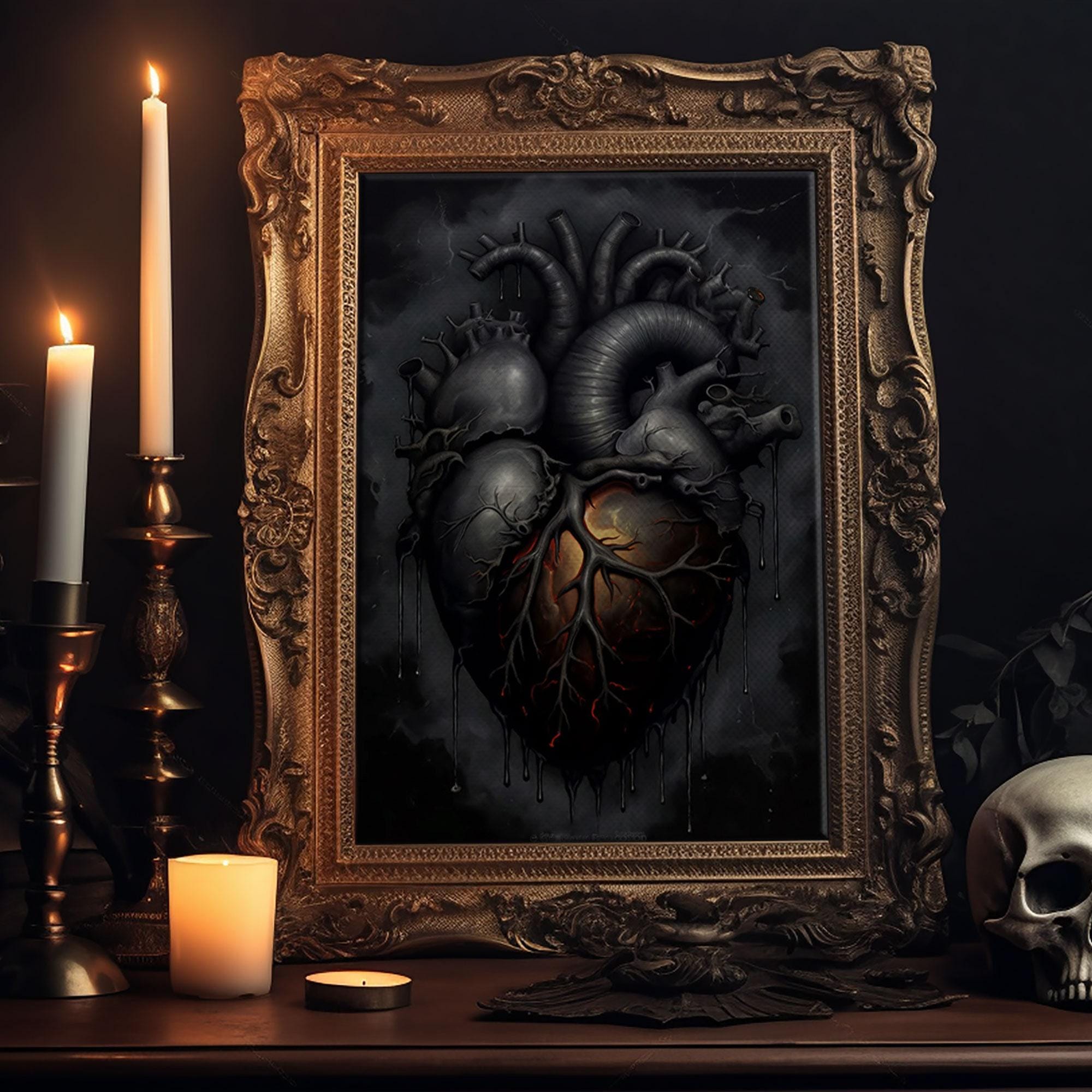 Dark Heart Framed Canvas Print: Macabre Goth Decor - Etsy