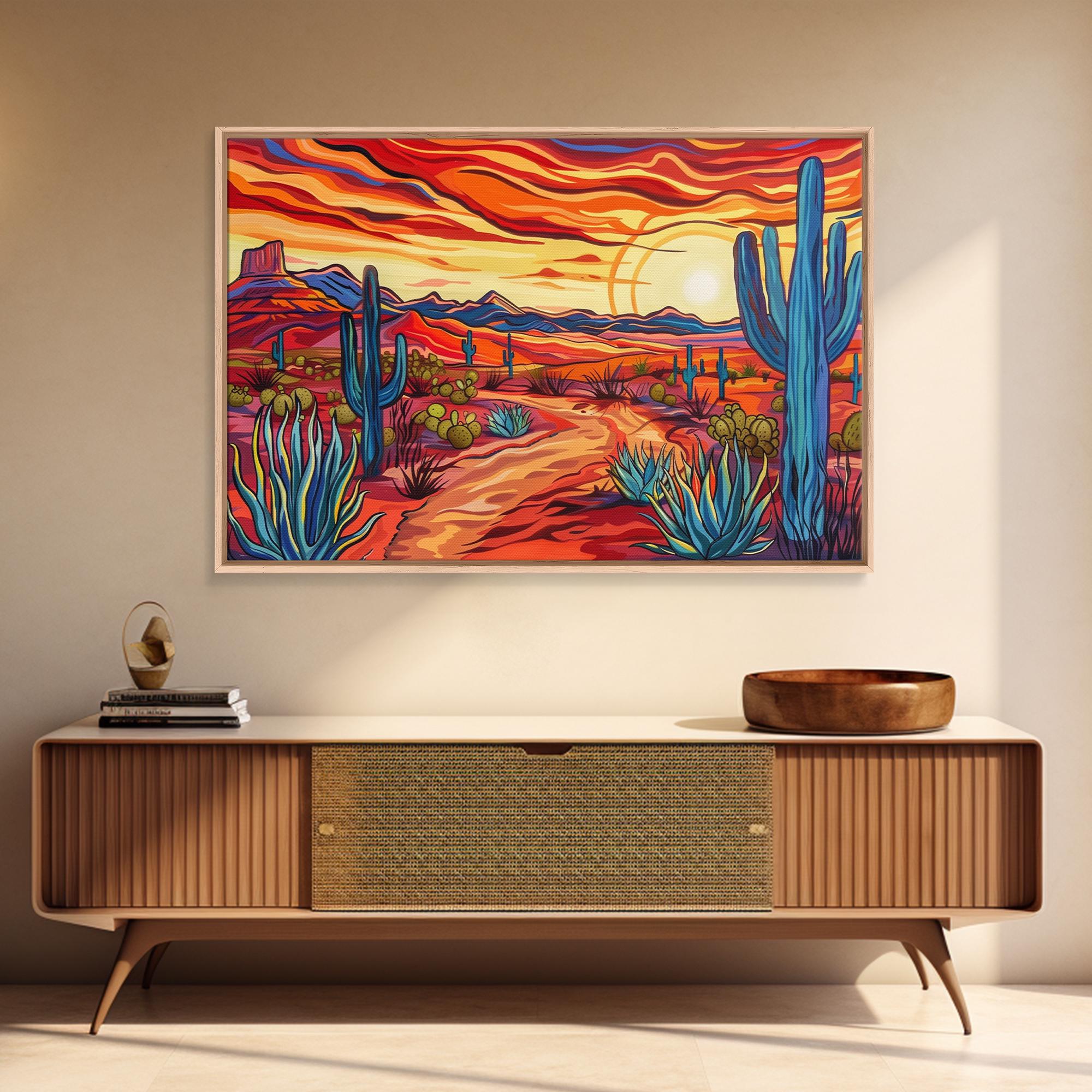 Mid Century Modern Desert Landscape Canvas Print: Retro Pop Art - Etsy