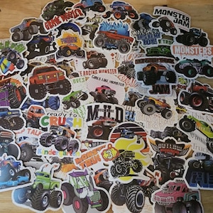 Monster Truck Stickers: 50 Random Decals for Laptop, Bicycle