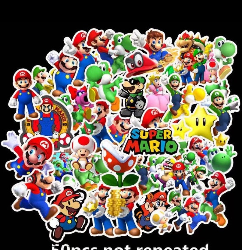 Super Mario Stickers: 20 Random Decals for Laptop, Bicycle - Etsy