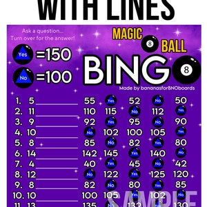 Magic 8 Ball 150 WTA and 100 in each row (with and without lines)
