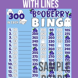 BooBerry 300 WTA bingo board (with and without lines)