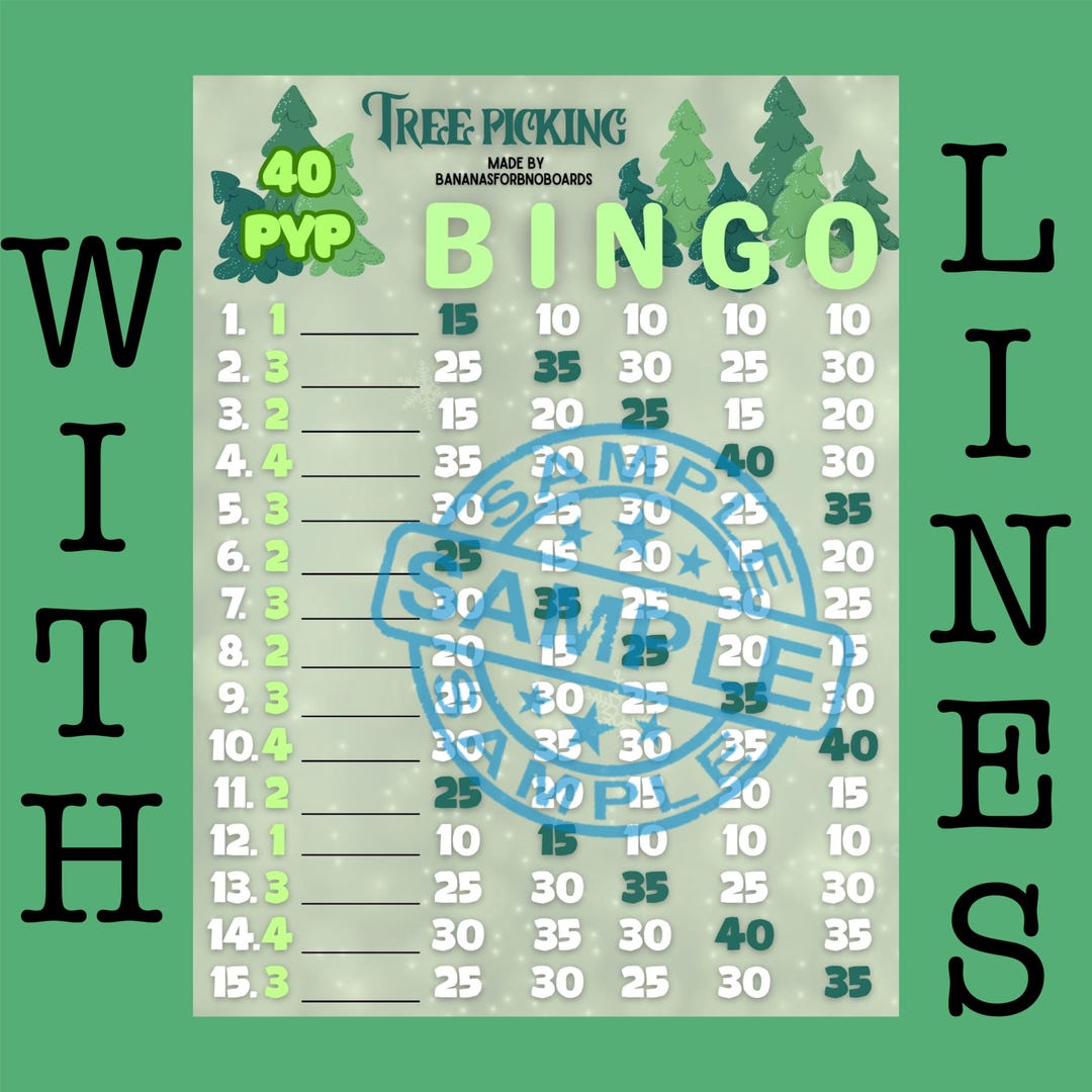 New!!! Tree Picking 40 PYP Bingo Board (with and Without Lines) - Etsy