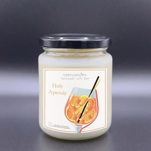 APEROL SPRITZ - scented candle / Holy Aperoly / champagne orange scent / 275ml glass with up to 36 hours burning time