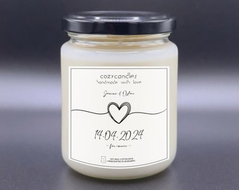 Hochzeit Duftkerze / Hochzeit Geschenk / Individueller Duft /  275ml Glas mit bis zu 36 Stunden Brenndauer