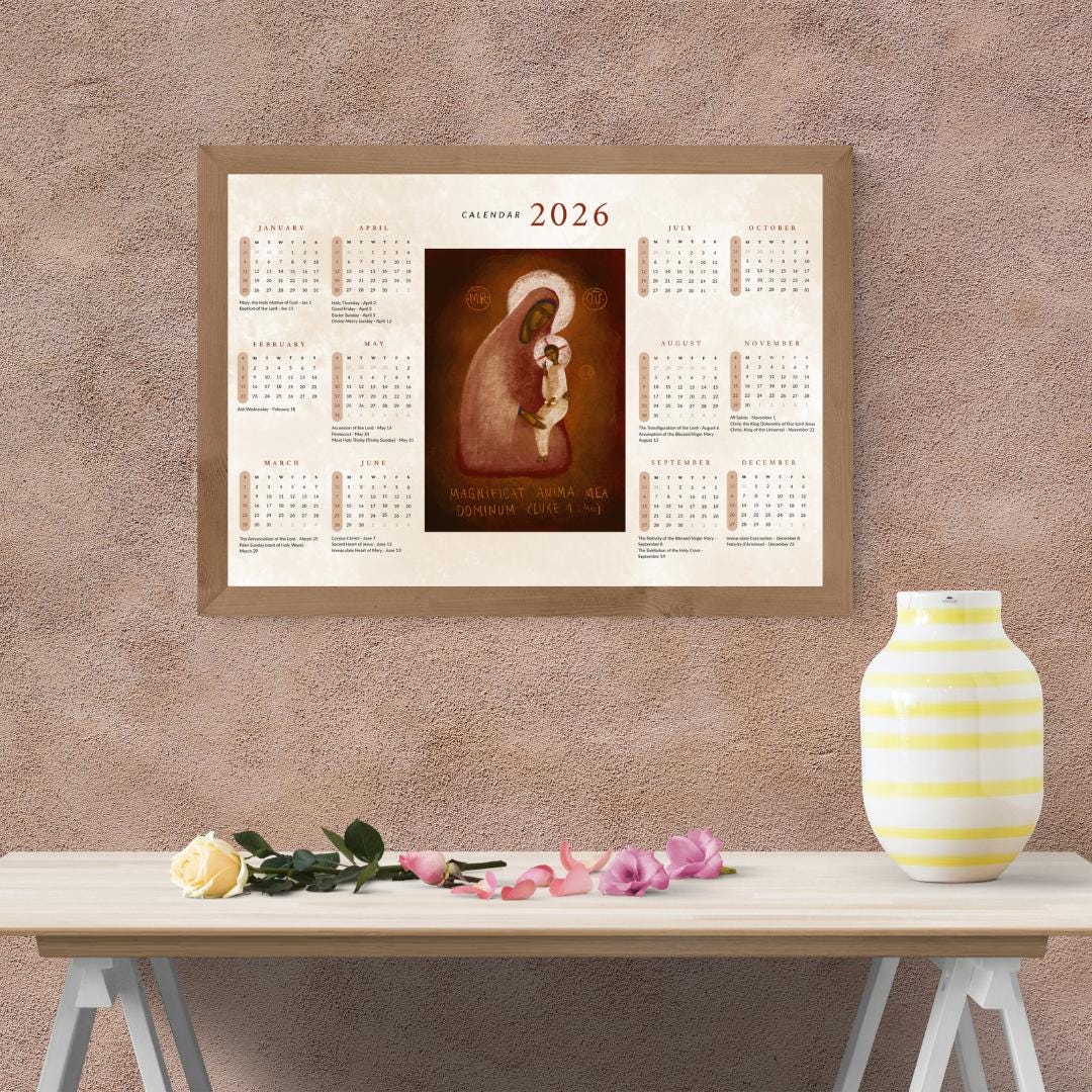 2026 Catholic Calendar – Mary & Jesus Icon, Liturgical Wall Art ...