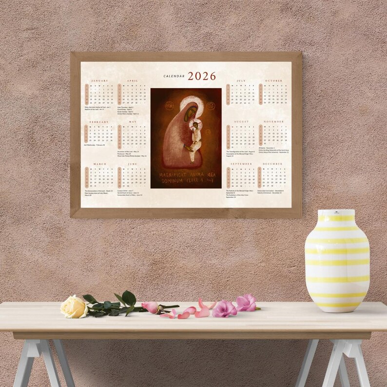 2026 Catholic Calendar – Mary & Jesus Icon, Liturgical Wall Art ...