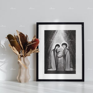 Mistery Digital Modern Icon Art Christian Printable Religious Home Decoration Idea Holy Family Icon Christmas Family Gift Idea Icons by Eva