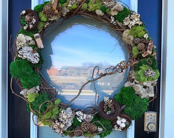 Handmade Moss Wreath with Grapevine Base