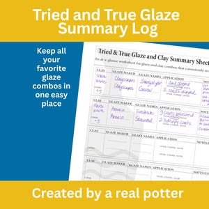 Tried and True Glaze Summary Log: Glazing Journal and Pottery Planner
