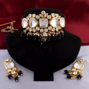 Handmade Bollwood Kundan Meena Necklace Set With Earrings , Bollywood Jewelry , Pakistani Kundan Set , Traditional Jewelry For Women D