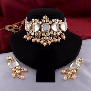 Handmade Bollwood Kundan Meena Necklace Set With Earrings , Bollywood Jewelry , Pakistani Kundan Set , Traditional Jewelry For Women B